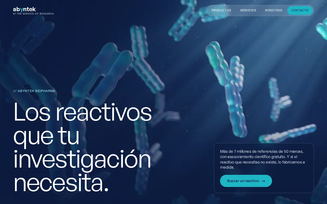 Portada de la propuesta de web para Abyntek Biopharma