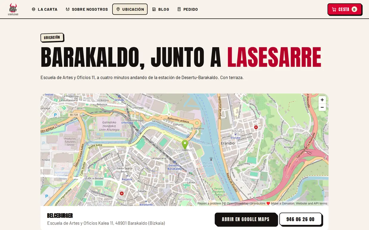 Ubicación de Belceburger en Barakaldo