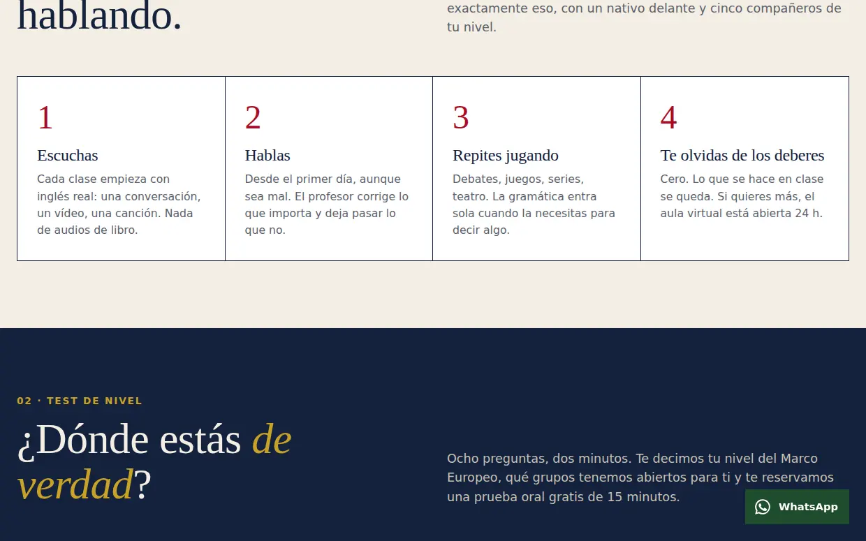 Interior de la web de The Bridge