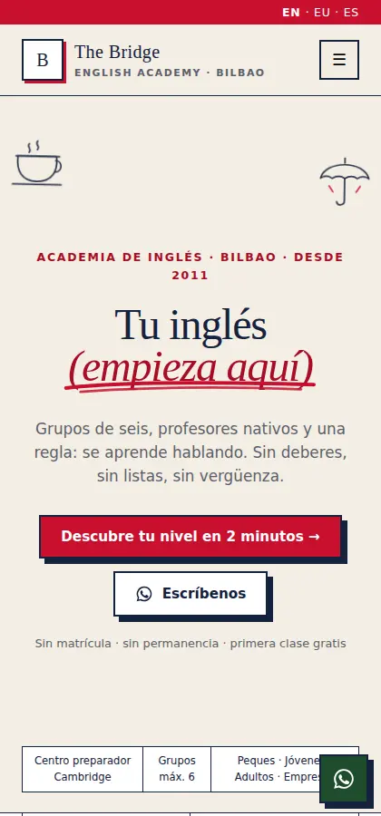 La web de The Bridge en el móvil