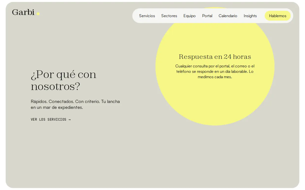 Interior de la web de Garbi