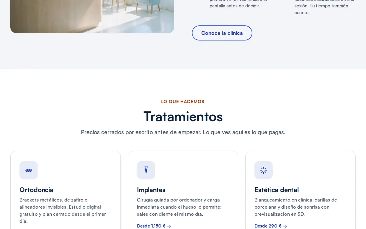 Interior de la web de Irri