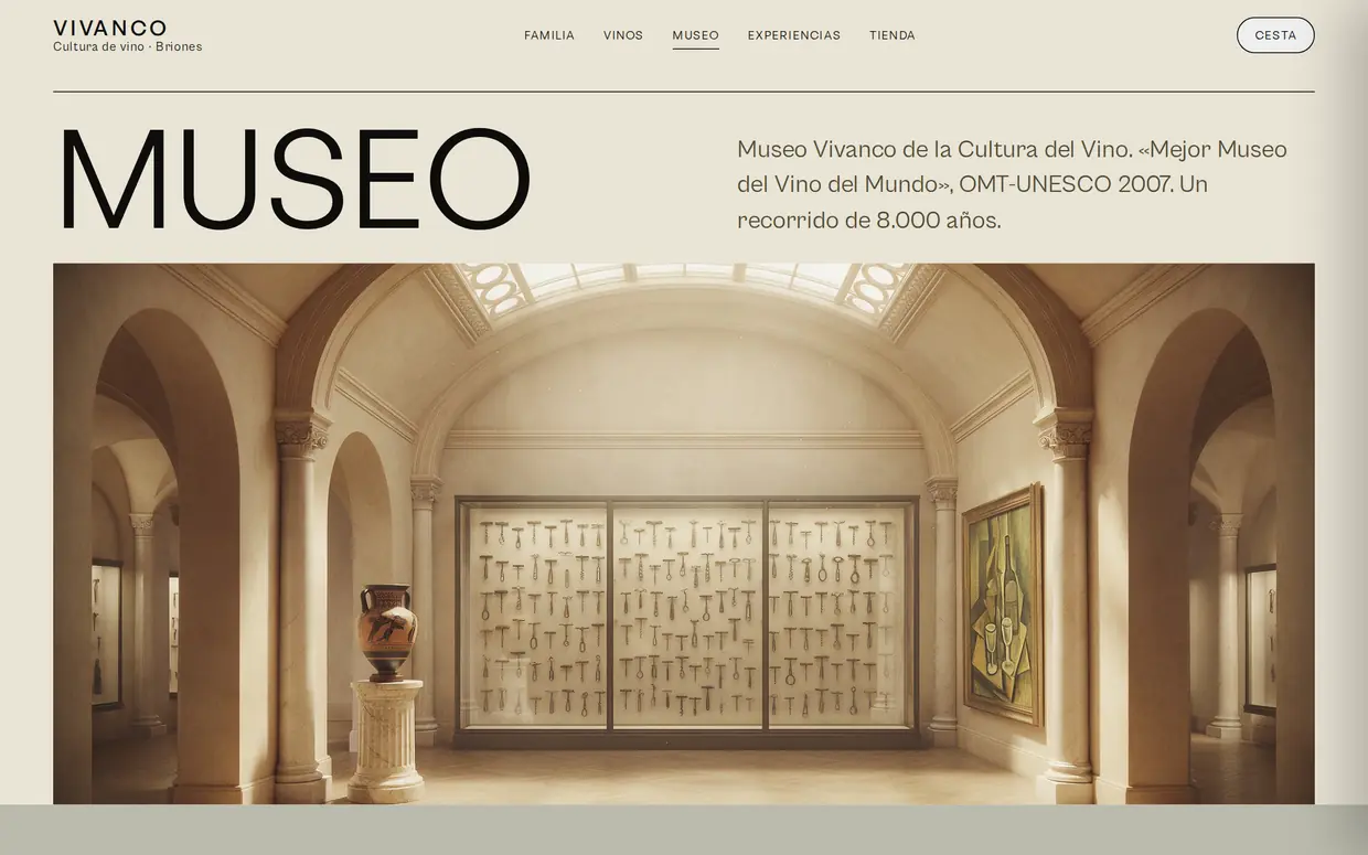 El museo en la propuesta de web para Vivanco