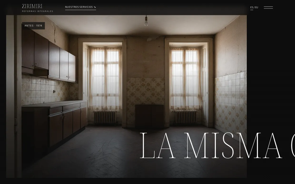 Antes y después de la misma casa en la web de Zirimiri